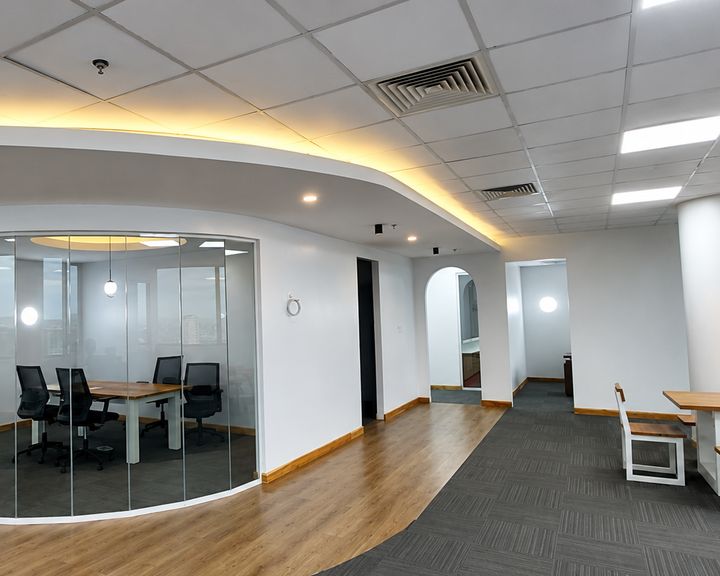 Meeting room and open work area at the Ark office, Exchange Tower, Dar es Salaam